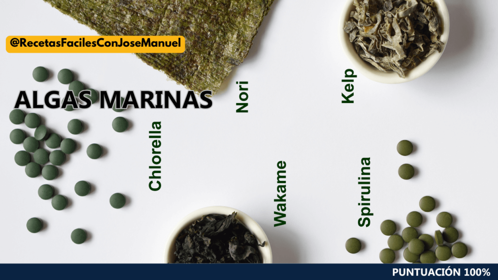 ALGAS MARINAS KOMBU NORI ESPIRULINA WAKAME CHLORELLA