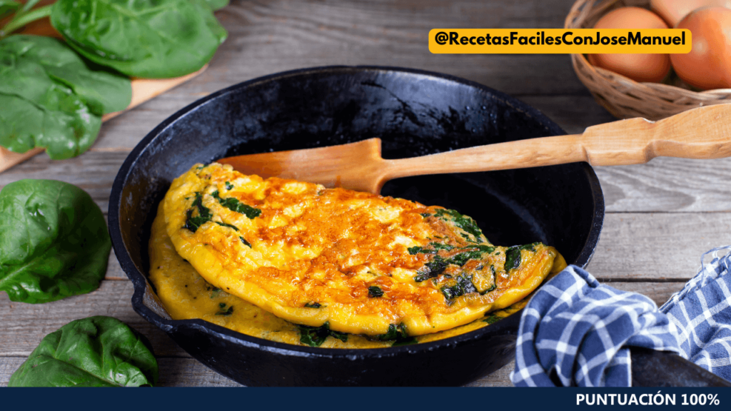 TORTILLA DE ESPINACAS Y QUESO A LA SARTÉN